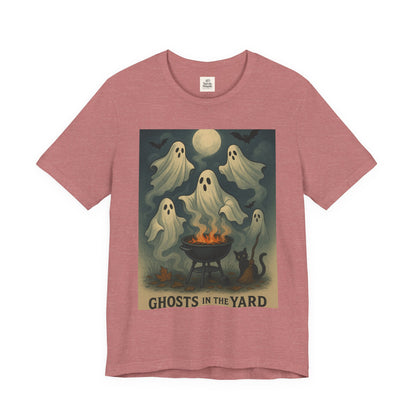 Ghosts in the Yard Tee - Spooky Unisex Short Sleeve Shirt, Halloween Shirt, Ghost Design, Casual Halloween Wear, Gift for Ghost Lovers