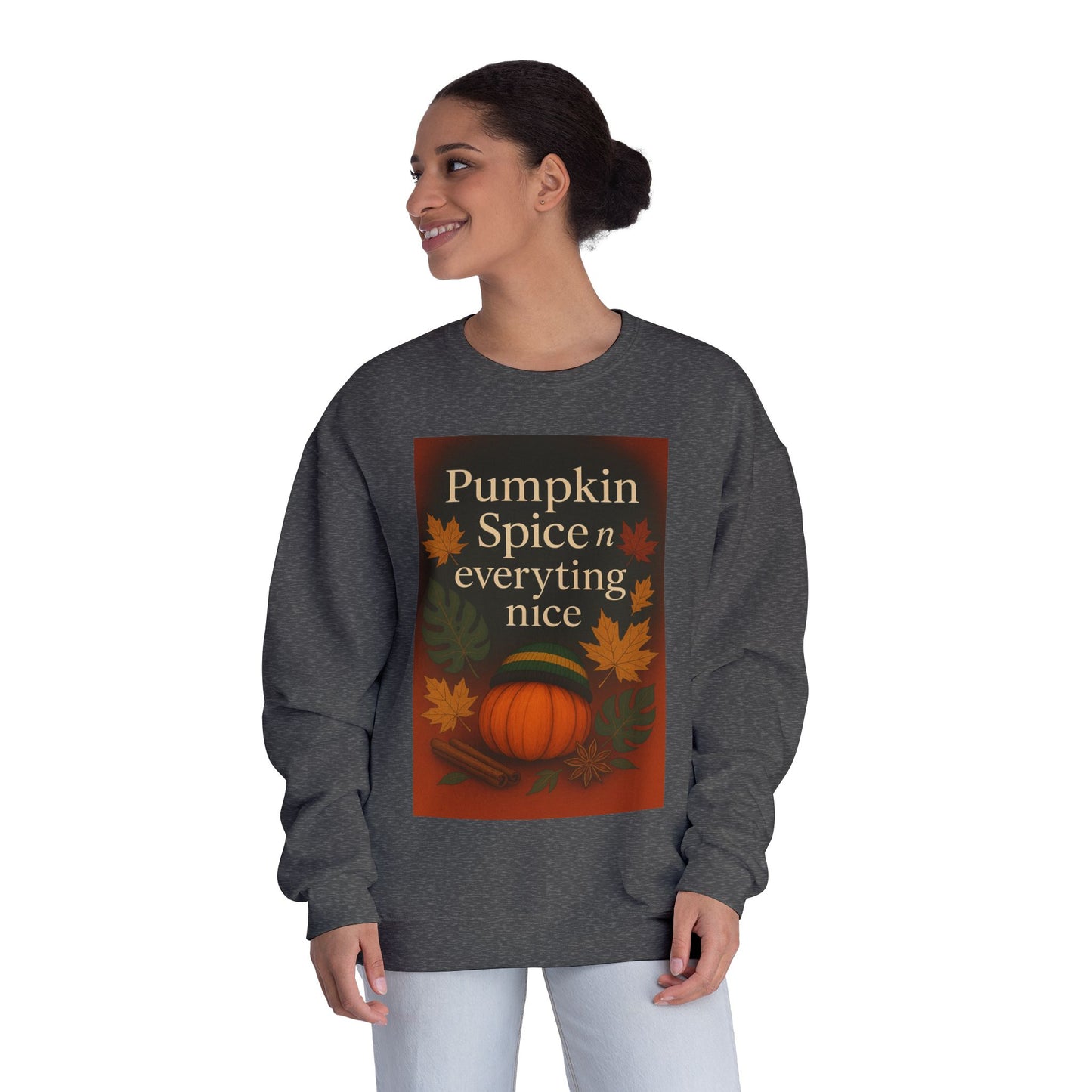 Cozy Fall Sweatshirt | Pumpkin Spice & Everything Nice | Perfect for Autumn Gatherings, Thanksgiving, and Casual Wear