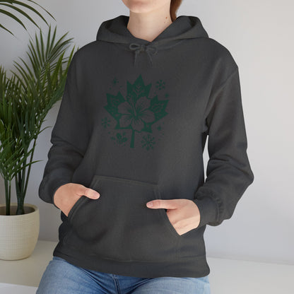 Maple Leaf Poinsettia Hoodie — Winter Floral Holiday Sweatshirt