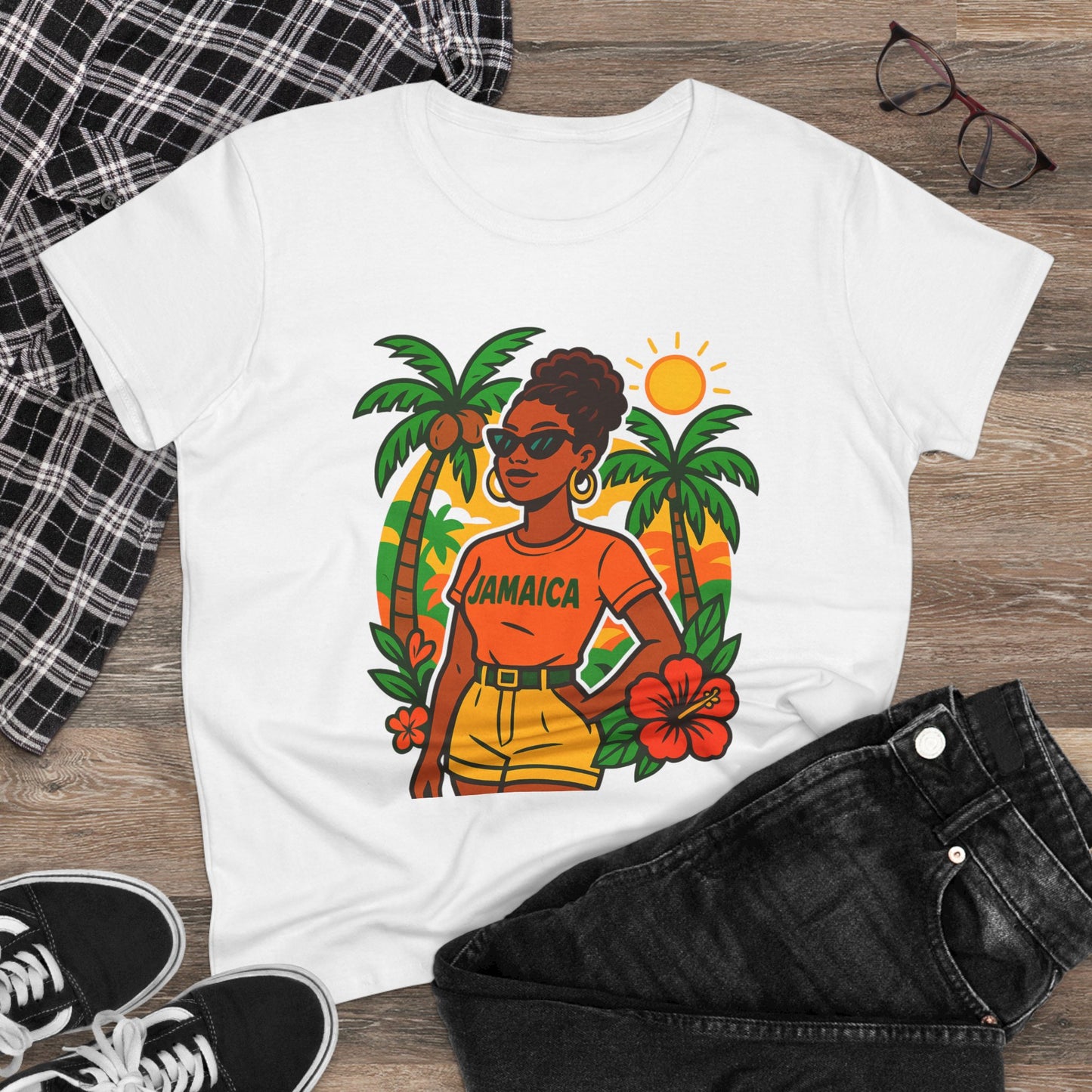 Tropical Vibes Tee, Jamaica Graphic Shirt, Summer Fashion, Vacation Wear, Beach Outfit, Gift for Her