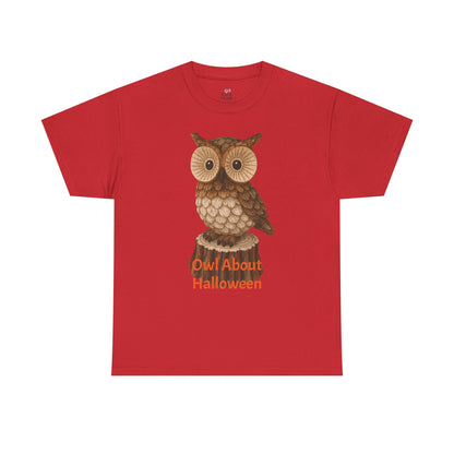 Halloween Owl Tee, Perfect for Fall Celebrations, Unisex Cotton Shirt, Cute Gift for Owl Lovers, Halloween Party Apparel, Fun Autumn Wear
