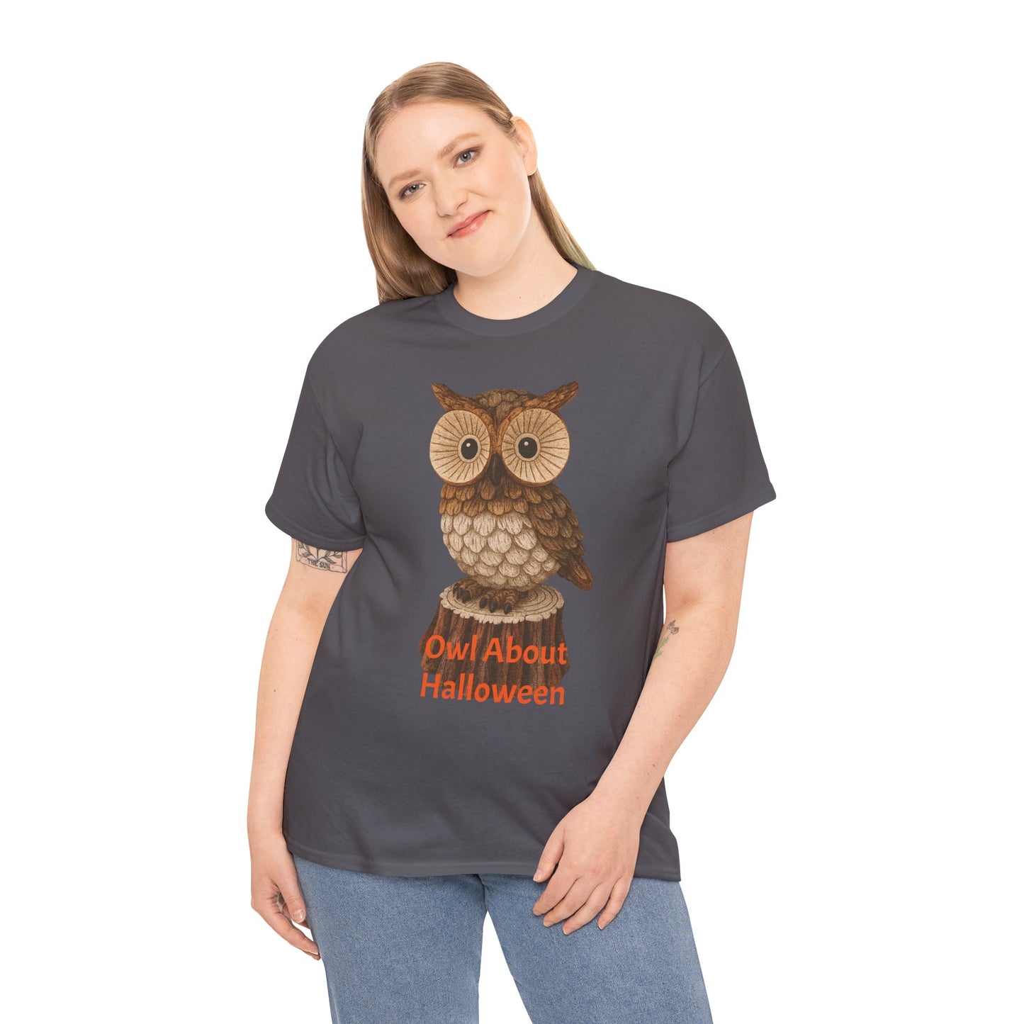 Halloween Owl Tee, Perfect for Fall Celebrations, Unisex Cotton Shirt, Cute Gift for Owl Lovers, Halloween Party Apparel, Fun Autumn Wear