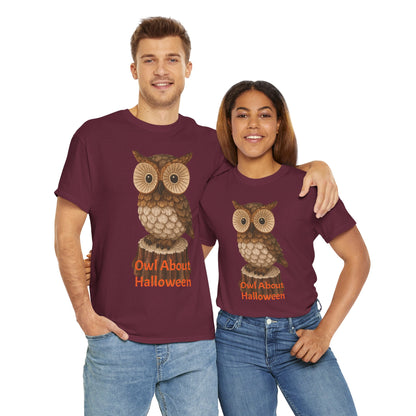 Halloween Owl Tee, Perfect for Fall Celebrations, Unisex Cotton Shirt, Cute Gift for Owl Lovers, Halloween Party Apparel, Fun Autumn Wear