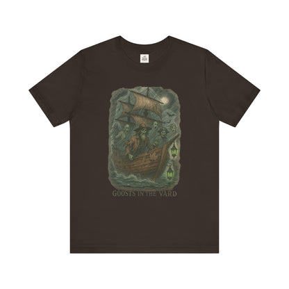 Haunted Ship Short Sleeve Tee - Spooky Halloween T-Shirt, Ghosts in the Yard Design, Unisex Shirt, Perfect for Trick or Treat, Ghost [...]