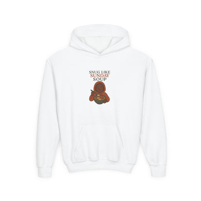 Snug Like Sunday Soup Youth Hoodie - Cozy Kids Sweatshirt, Gifts for Children, Chill Day Apparel, Double Duty Comfort
