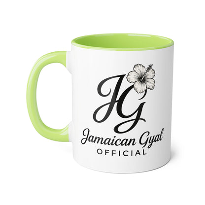 Jamaican Gyal Accent Mug, 11oz Coffee Cup, Floral Design, Gift for Her, Caribbean Culture, Tea Mug, Unique Drinkware