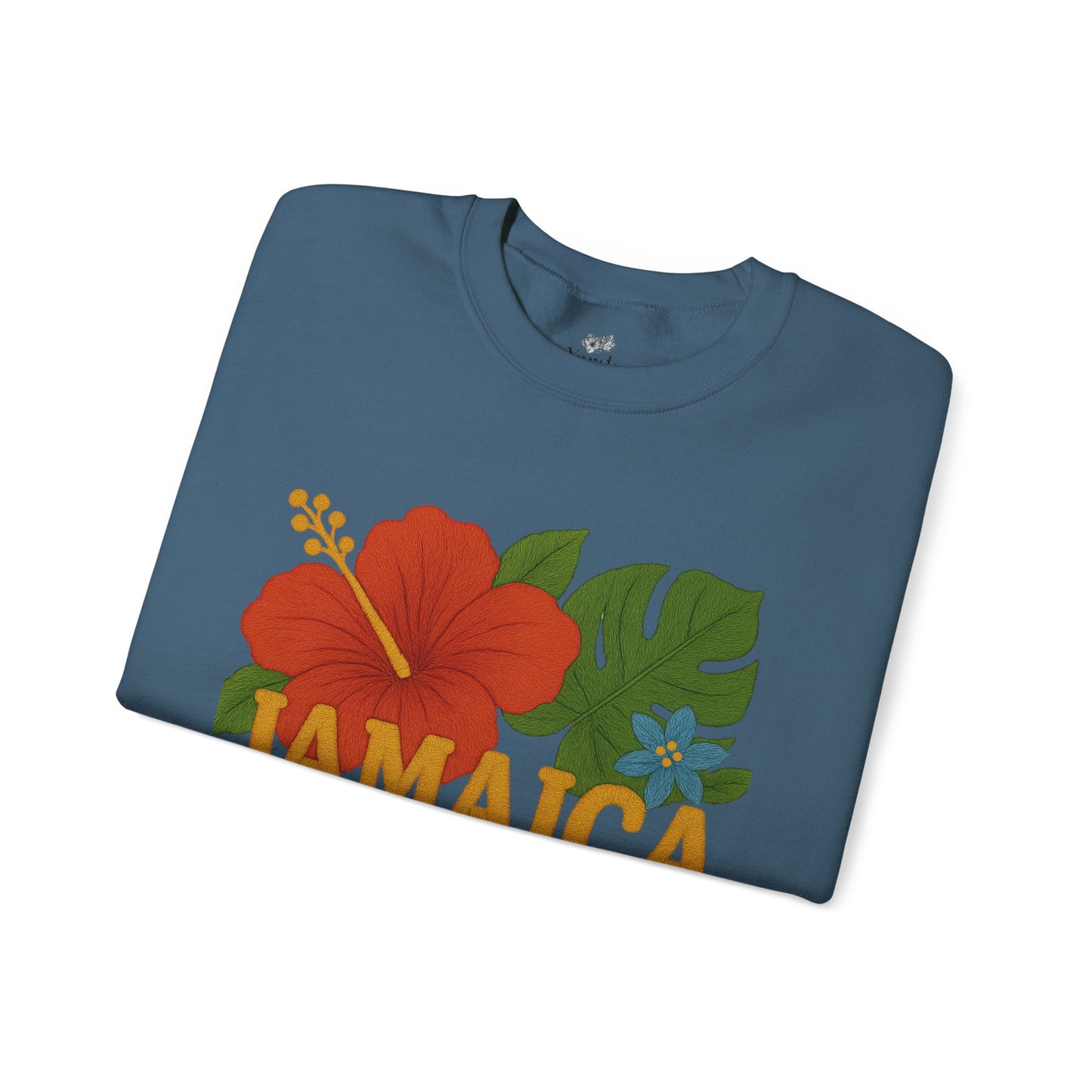 Tropical Crewneck Sweatshirt: Jamaica & Maple Floral Design, Unisex Comfort, Gift for Nature Lovers, Travel Souvenir, Summer Relaxation