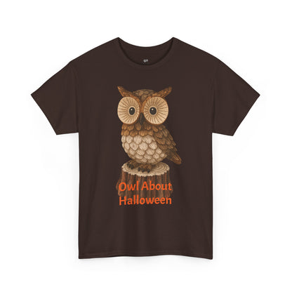 Halloween Owl Tee, Perfect for Fall Celebrations, Unisex Cotton Shirt, Cute Gift for Owl Lovers, Halloween Party Apparel, Fun Autumn Wear