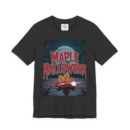 Maple Halloween Tee - Spooky Unisex Jersey Short Sleeve T-Shirt for Autumn Celebrations, Halloween Parties, Fall Fashion, Unique Gift