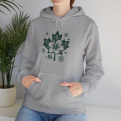 Maple Leaf Poinsettia Hoodie — Winter Floral Holiday Sweatshirt