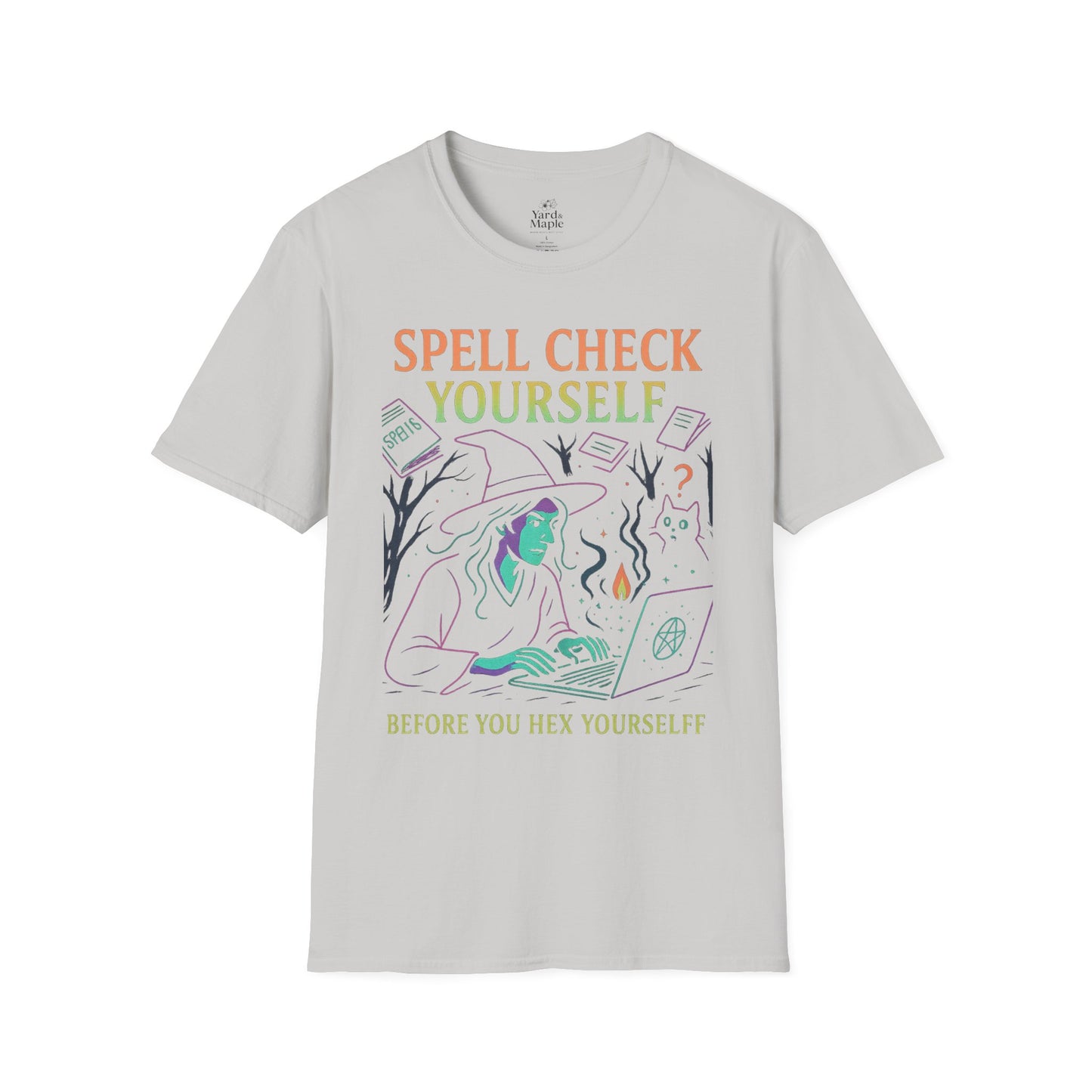 Spell Check Yourself Witchy T-Shirt, Fun Graphic Tee for Witch Lovers, Halloween Shirt, Cozy Casual Wear, Unisex Softstyle Tee