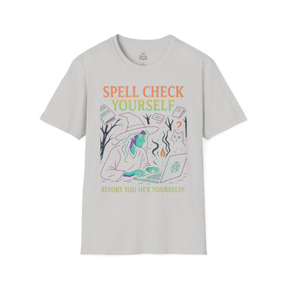 Spell Check Yourself Witchy T-Shirt, Fun Graphic Tee for Witch Lovers, Halloween Shirt, Cozy Casual Wear, Unisex Softstyle Tee