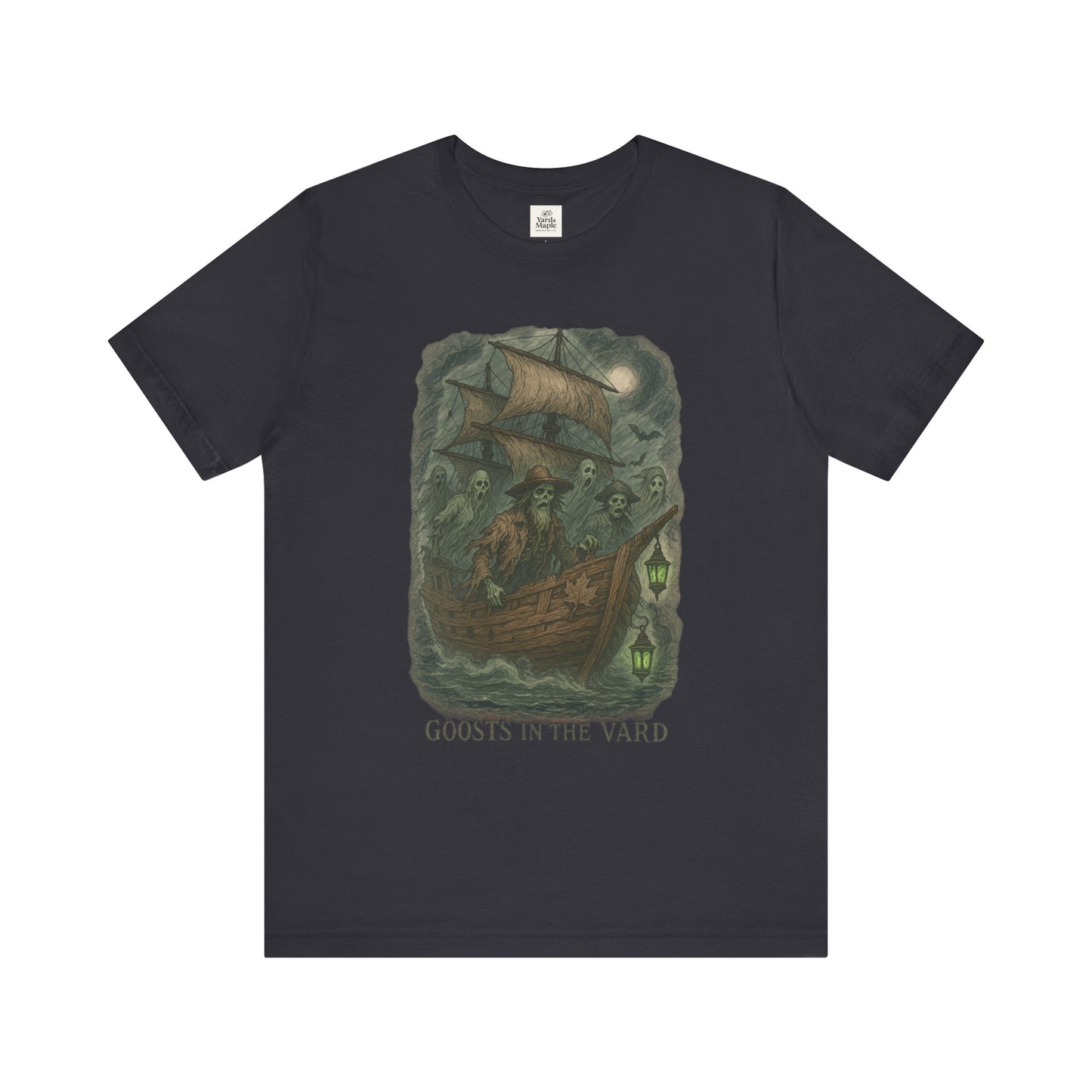 Haunted Ship Short Sleeve Tee - Spooky Halloween T-Shirt, Ghosts in the Yard Design, Unisex Shirt, Perfect for Trick or Treat, Ghost [...]