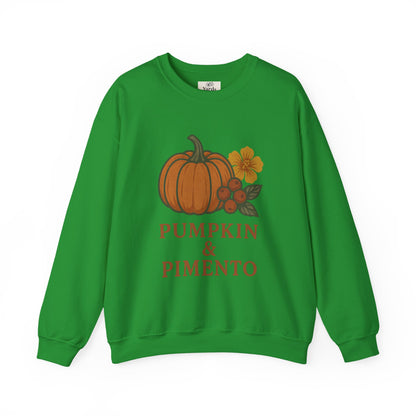 Pumpkin & Pimento Crewneck Sweatshirt, Cozy Fall Sweatshirt, Unisex Autumn Apparel, Thanksgiving Gift, Seasonal Fashion