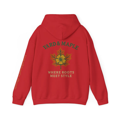 Maple Leaf & Hibiscus Hoodie, Cozy Fall Sweatshirt, Unisex Pullover for Nature Lovers, Perfect Gift for Thanksgiving, Unique Casual Wear