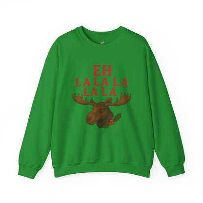 Festive Moose Sweatshirt with 'Eh La La La La La' Design, Cozy Holiday Apparel, Perfect for Christmas, Winter Parties, Gift Idea