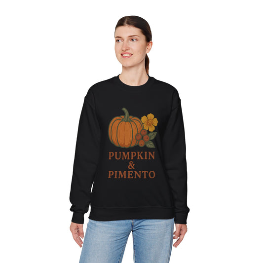 Pumpkin & Pimento Crewneck Sweatshirt, Cozy Fall Sweatshirt, Unisex Autumn Apparel, Thanksgiving Gift, Seasonal Fashion