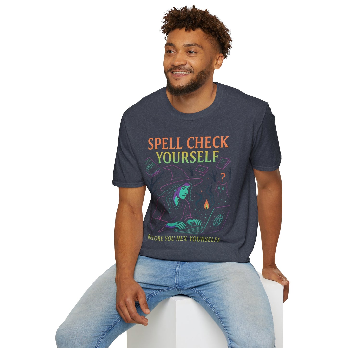 Spell Check Yourself Witchy T-Shirt, Fun Graphic Tee for Witch Lovers, Halloween Shirt, Cozy Casual Wear, Unisex Softstyle Tee