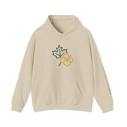 Maple Leaf & Hibiscus Hoodie, Cozy Fall Sweatshirt, Unisex Pullover for Nature Lovers, Perfect Gift for Thanksgiving, Unique Casual Wear