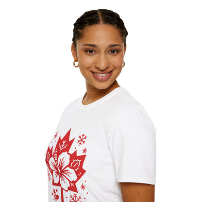 Maple Hibiscus T-Shirt — Canadian Floral Holiday Tee