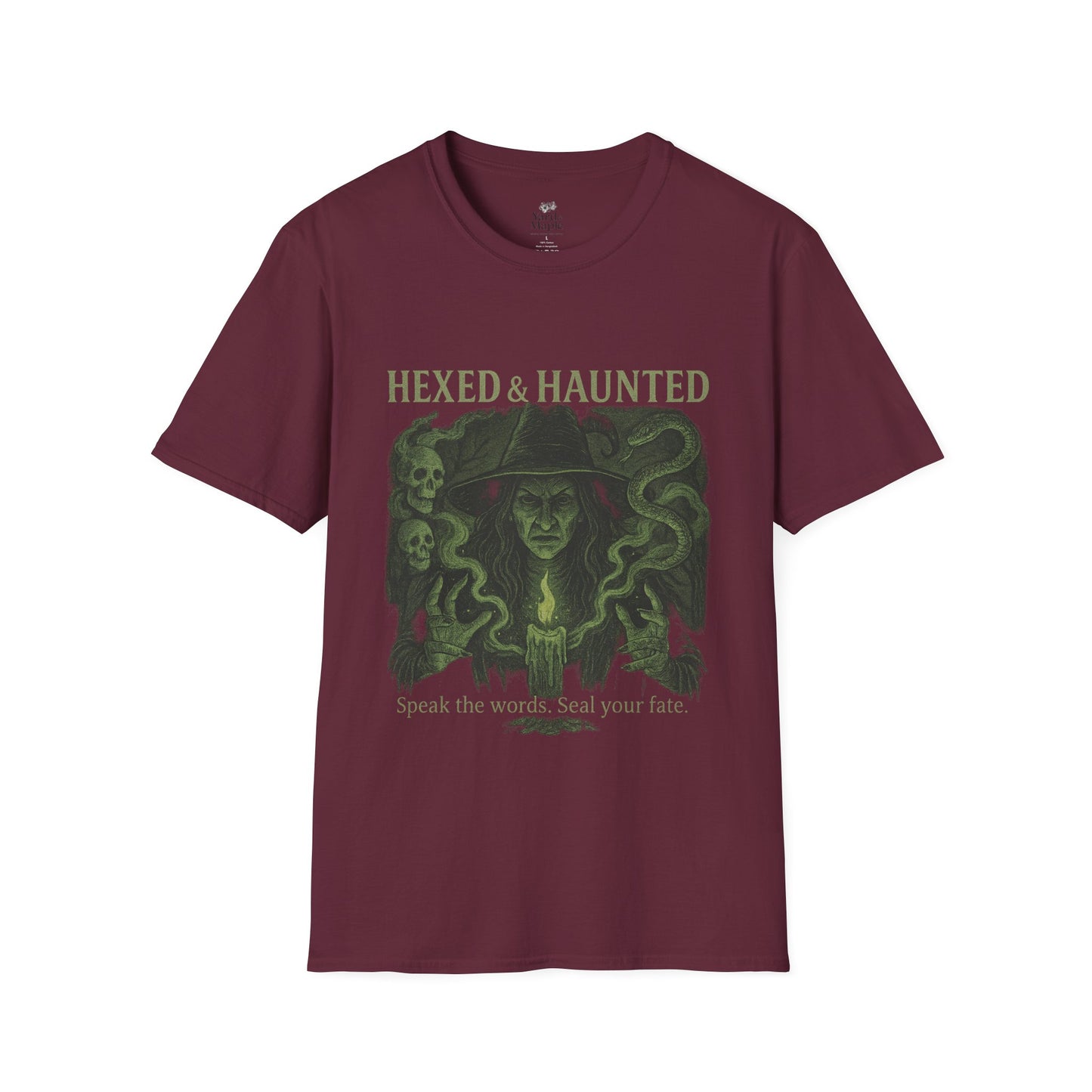 Hexed & Haunted Unisex Softstyle T-Shirt | Witchy Graphic Tee, Halloween Shirt, Spooky Apparel, Unique Gift, Casual Wear