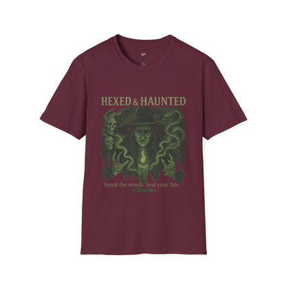 Hexed & Haunted Unisex Softstyle T-Shirt | Witchy Graphic Tee, Halloween Shirt, Spooky Apparel, Unique Gift, Casual Wear