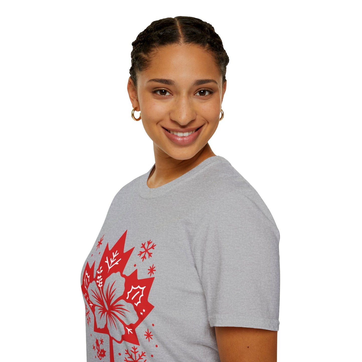 Maple Hibiscus T-Shirt — Canadian Floral Holiday Tee