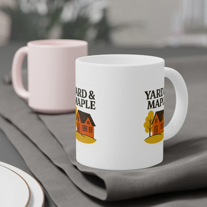 Cozy Home Ceramic Mug, Yard & Maple Design, Perfect Gift for Homeowners, Autumn Decor, Coffee Lovers, Housewarming Present