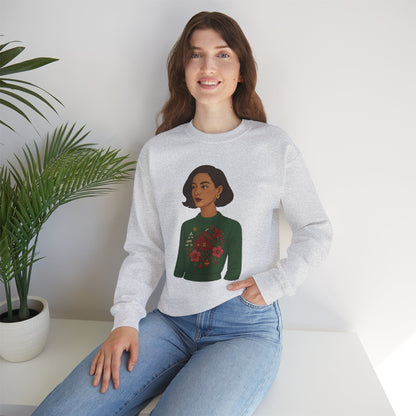 Cozy Holiday Floral Sweatshirt, Unisex Crewneck, Casual Gift, Winter Comfort, Christmas Apparel, Autumn Fashion, Everyday Style