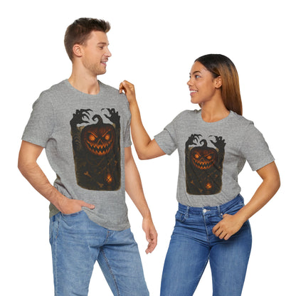 Halloween Pumpkin Tee, Unisex Jersey Short Sleeve Shirt, Fall Festival Apparel, Spooky T-Shirt, Trick or Treat Gift, Autumn Vibes