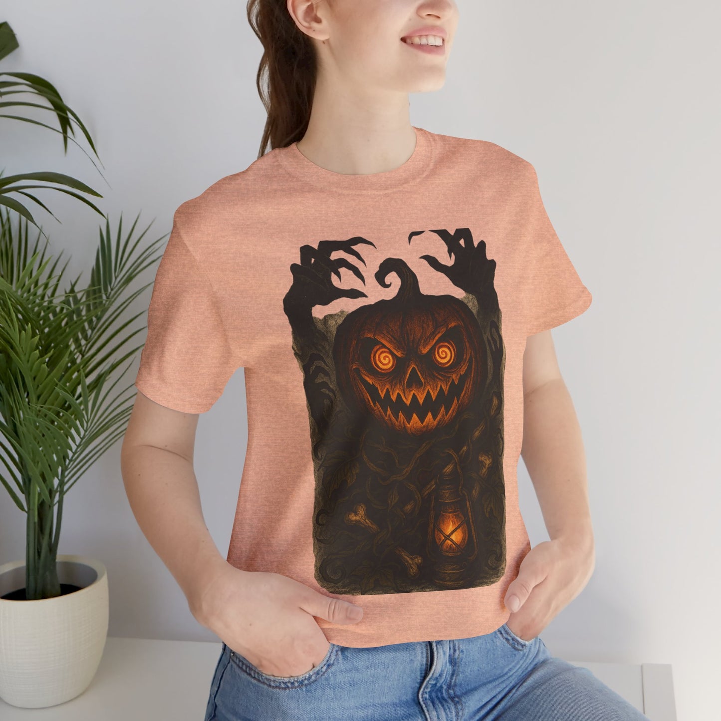 Halloween Pumpkin Tee, Unisex Jersey Short Sleeve Shirt, Fall Festival Apparel, Spooky T-Shirt, Trick or Treat Gift, Autumn Vibes