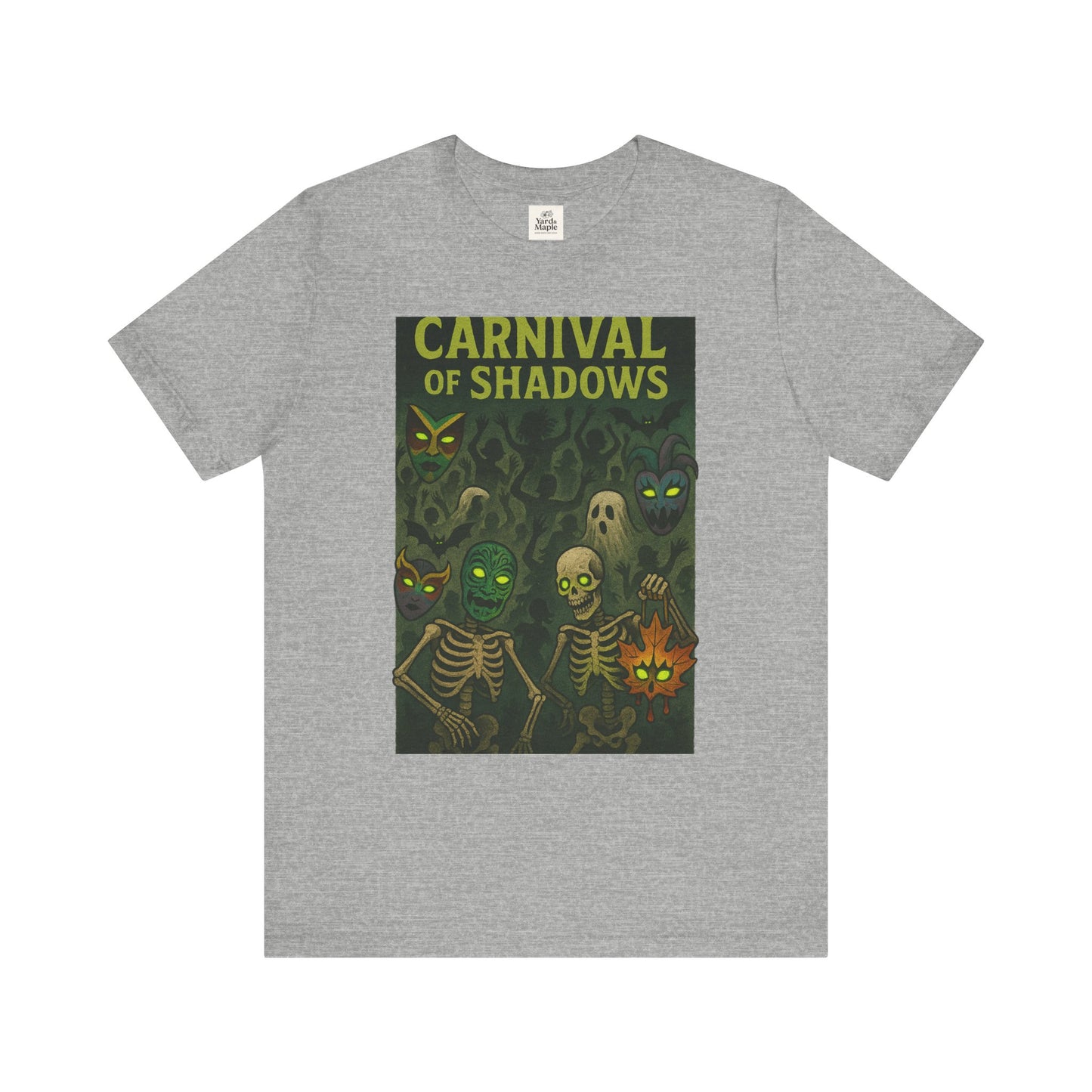 Carnival of Shadows Graphic Tee, Spooky Halloween Shirt, Unisex T-Shirt, Fun Autumn Wear, Perfect for Parties, Horror Lovers Clothing