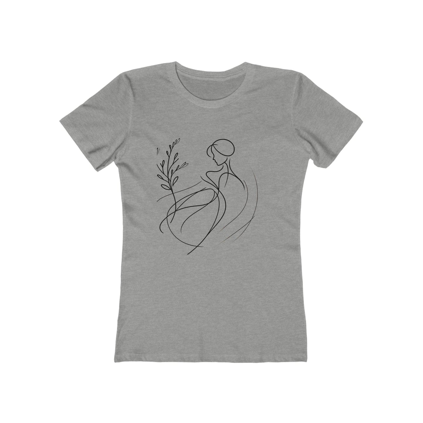 Stylish Women's Boyfriend Tee with Floral Line Art, Casual Tee, Gift for Her, Everyday Wear, Art-Inspired Apparel