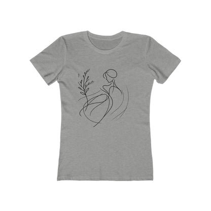 Stylish Women's Boyfriend Tee with Floral Line Art, Casual Tee, Gift for Her, Everyday Wear, Art-Inspired Apparel