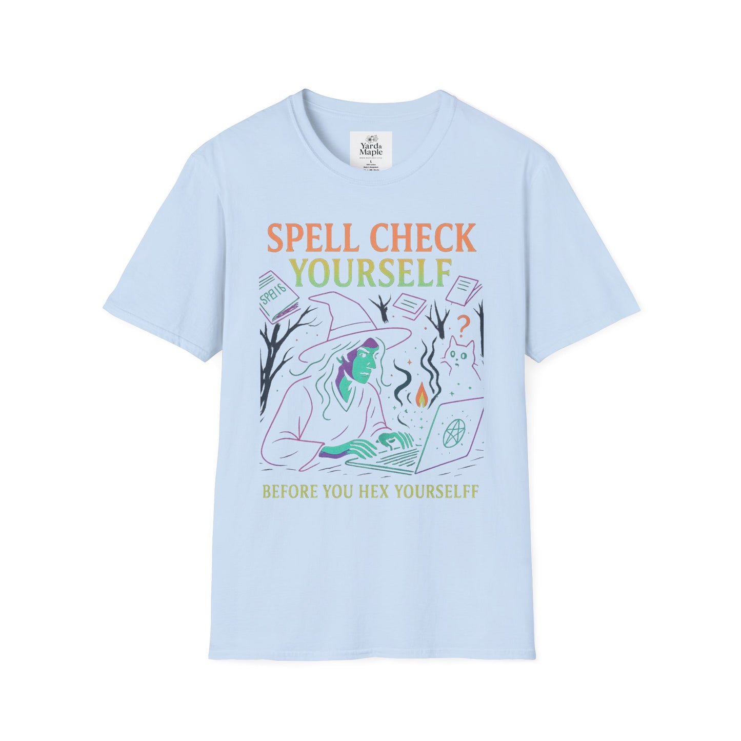 Spell Check Yourself Graphic Tee, Unisex Witch T-Shirt, Halloween Humor Top, Casual Witchy Apparel, Perfect for Spell Lovers