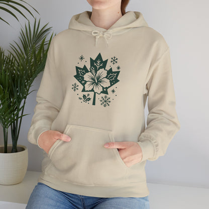 Maple Leaf Poinsettia Hoodie — Winter Floral Holiday Sweatshirt