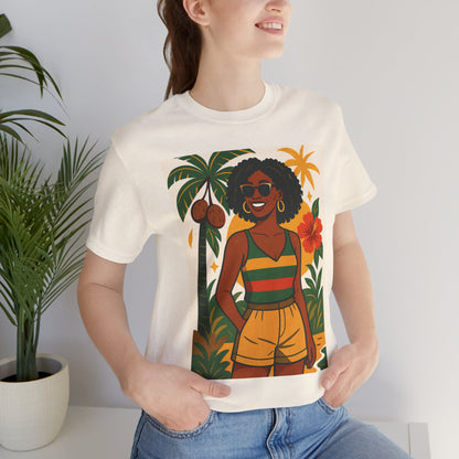 Tropical Graphic Tee for Summer Vibes, Beach Wear, Vacation Style, Graphic T-Shirt for Women, Summer Gift, Casual Outfit