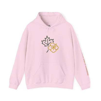 Maple Leaf & Hibiscus Hoodie, Cozy Fall Sweatshirt, Unisex Pullover for Nature Lovers, Perfect Gift for Thanksgiving, Unique Casual Wear