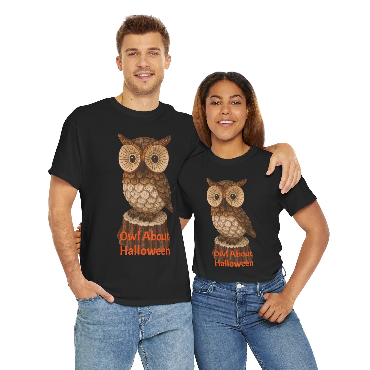 Halloween Owl Tee, Perfect for Fall Celebrations, Unisex Cotton Shirt, Cute Gift for Owl Lovers, Halloween Party Apparel, Fun Autumn Wear