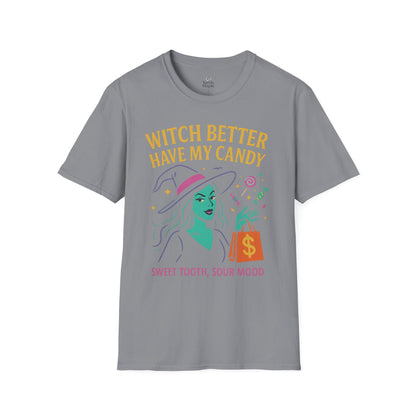Witchy Candy T-Shirt, Halloween Apparel, Funny Halloween Shirt, Unisex Graphic Tee, Sweet Tooth Gift, Witch Costume Top