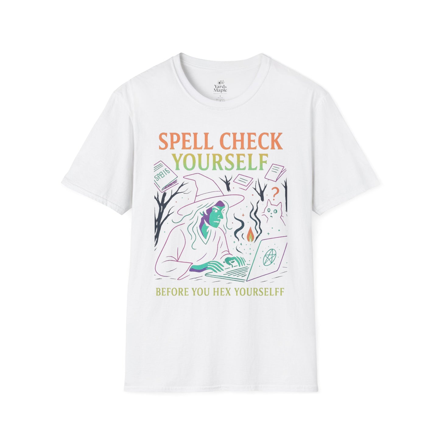 Spell Check Yourself Witchy T-Shirt, Fun Graphic Tee for Witch Lovers, Halloween Shirt, Cozy Casual Wear, Unisex Softstyle Tee