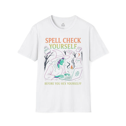 Spell Check Yourself Witchy T-Shirt, Fun Graphic Tee for Witch Lovers, Halloween Shirt, Cozy Casual Wear, Unisex Softstyle Tee