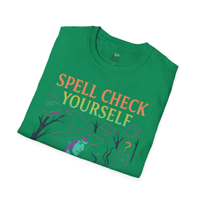 Spell Check Yourself Witchy T-Shirt, Fun Graphic Tee for Witch Lovers, Halloween Shirt, Cozy Casual Wear, Unisex Softstyle Tee