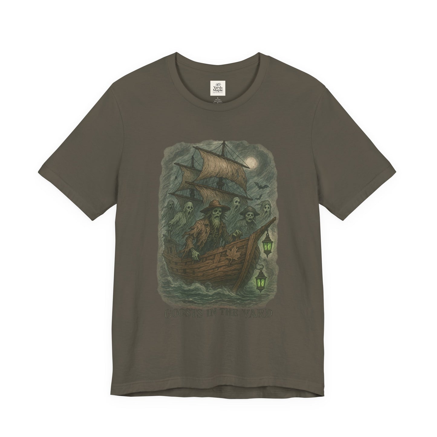 Haunted Ship Short Sleeve Tee - Spooky Halloween T-Shirt, Ghosts in the Yard Design, Unisex Shirt, Perfect for Trick or Treat, Ghost [...]