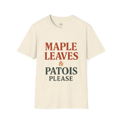 Maple Leaves & Patois Please Unisex T-Shirt, Casual Tee, Gift for Nature Lovers, Summer Wear, Eco-Friendly Fashion