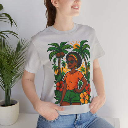 Tropical Vibe Tee, Summer Shirt, Vacation Outfit, Beach Lover Gift, Festival Wear, Floral Graphic T-Shirt