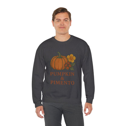 Pumpkin & Pimento Crewneck Sweatshirt, Cozy Fall Sweatshirt, Unisex Autumn Apparel, Thanksgiving Gift, Seasonal Fashion