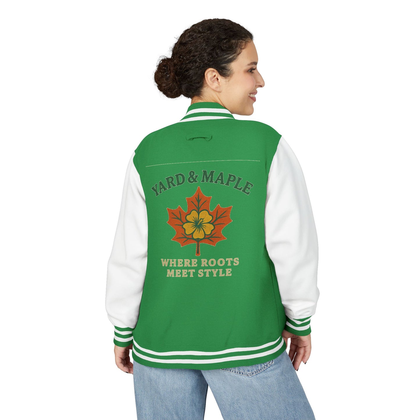 Unisex Heavyweight Letterman Jacket with Oak Leaf Design, Stylish Sports Jacket, Gift for College Students, Casual Attire, Fall [...]