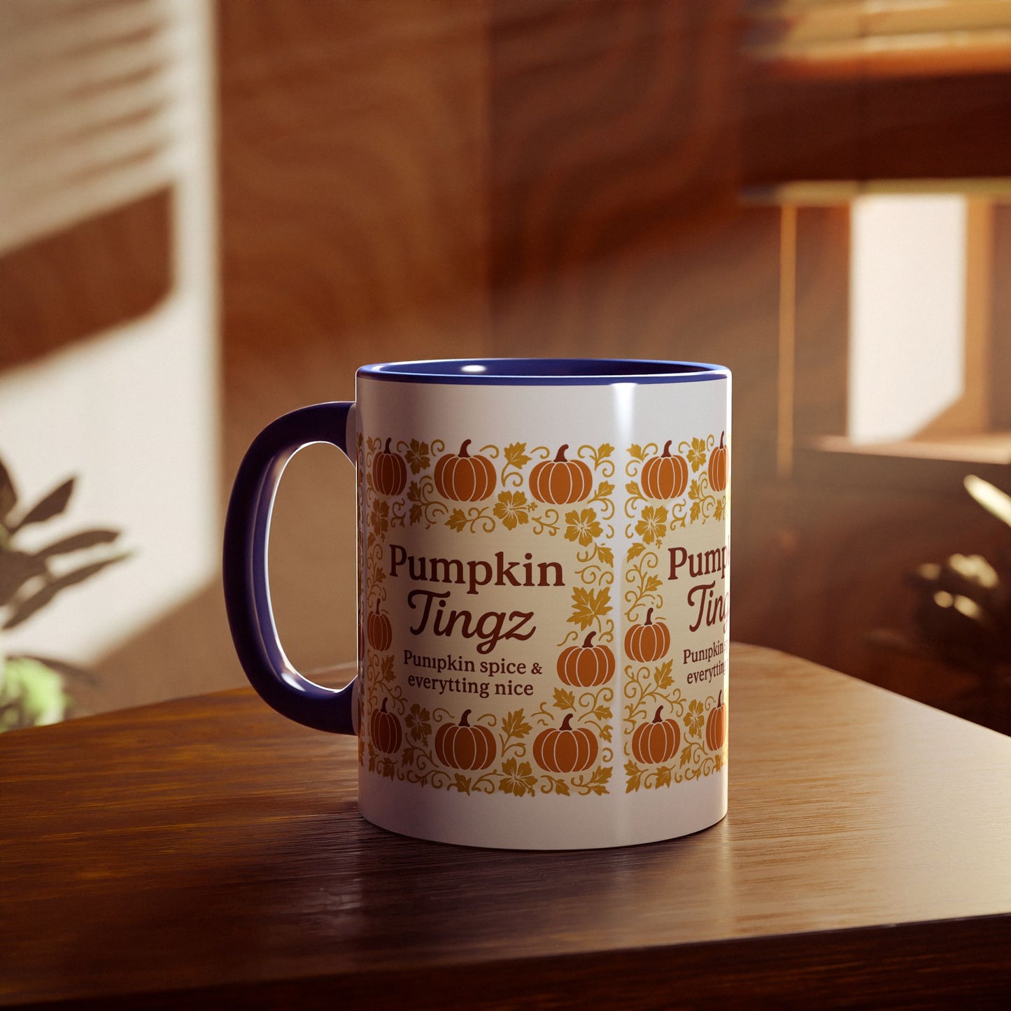 Pumpkin Spice Accent Mug - Fall Decor, Coffee Lovers Gift, Autumn Beverage Mug, Seasonal Kitchenware, Halloween Decor