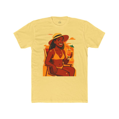 Tropical Vibes Tee, Summer Shirt, Beachwear, Vacation Outfit, Gift for Her, Relaxed Fit Cotton T-shirt